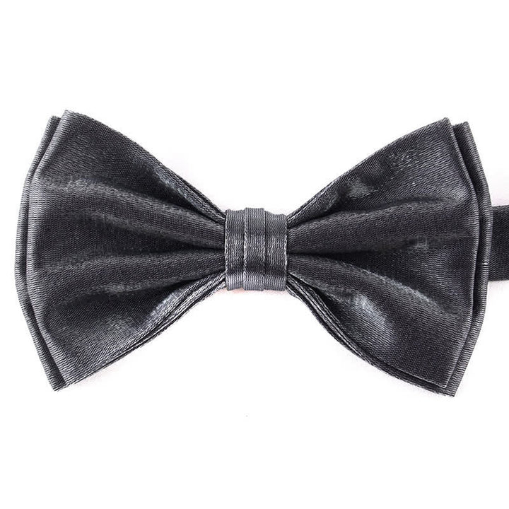 Men's Casual Candy Solid Color Double Layer Bow Tie - Gray - image 2