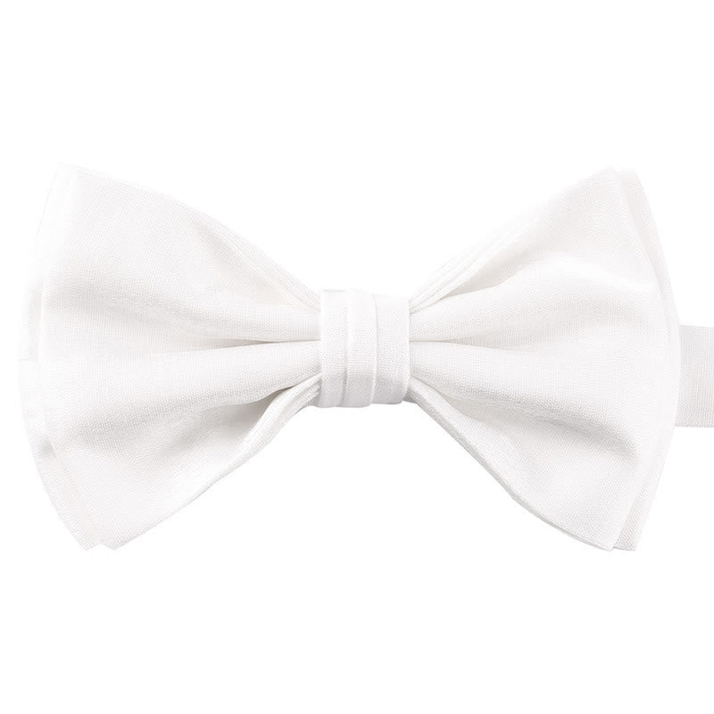 Men's Casual Candy Solid Color Double Layer Bow Tie - White - image 15
