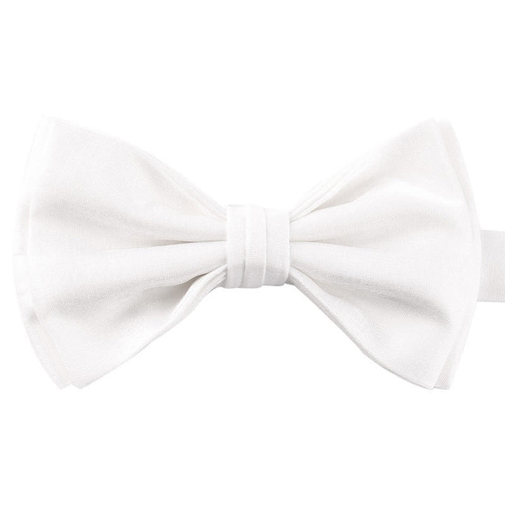 Men's Casual Candy Solid Color Double Layer Bow Tie - White - image 15