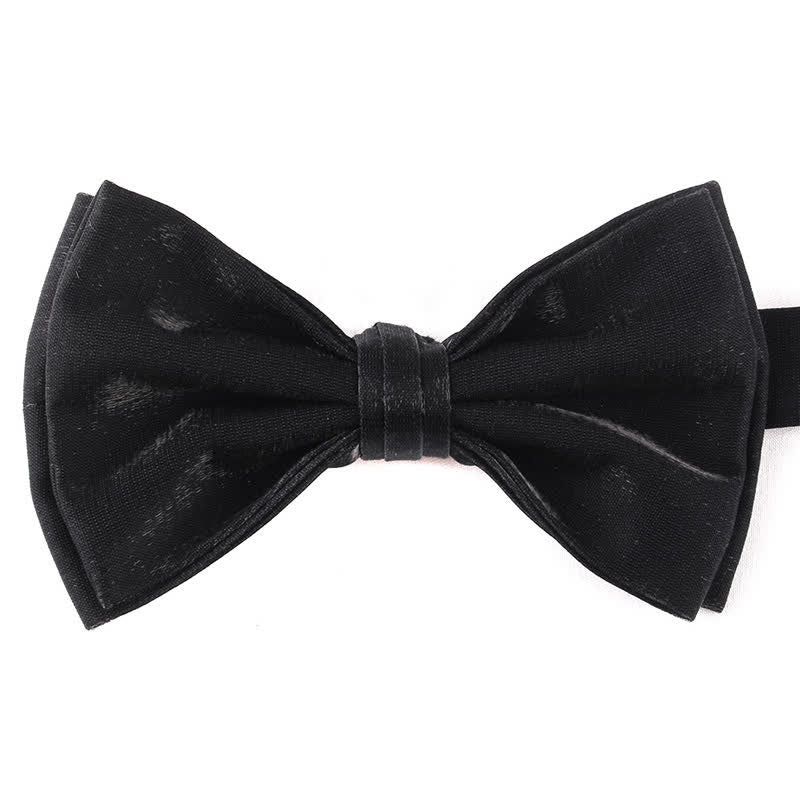 Men's Casual Candy Solid Color Double Layer Bow Tie - Black - image 17