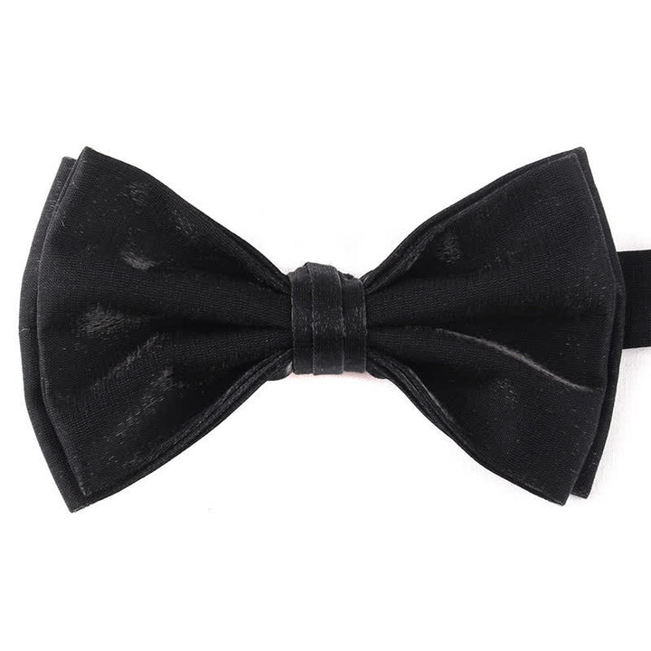 Men's Casual Candy Solid Color Double Layer Bow Tie - Black - image 17