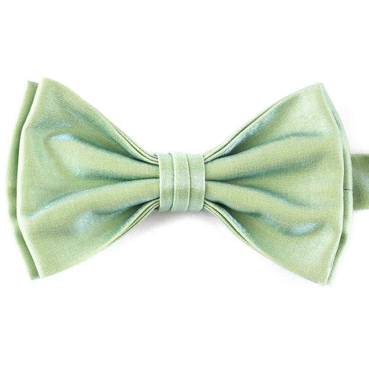 Men's Casual Candy Solid Color Double Layer Bow Tie - Light Green - image 11
