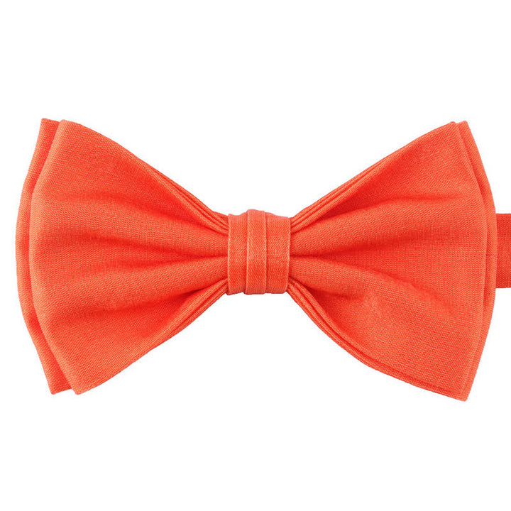 Men's Casual Candy Solid Color Double Layer Bow Tie - Orange - image 9