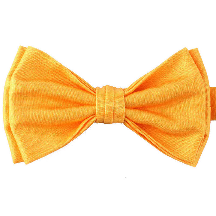 Men's Casual Candy Solid Color Double Layer Bow Tie - Yellow - image 8