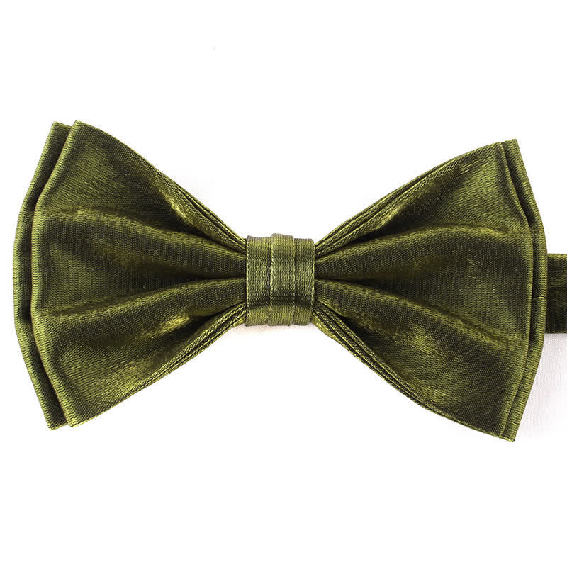 Men's Casual Candy Solid Color Double Layer Bow Tie - Dark Green - image 12