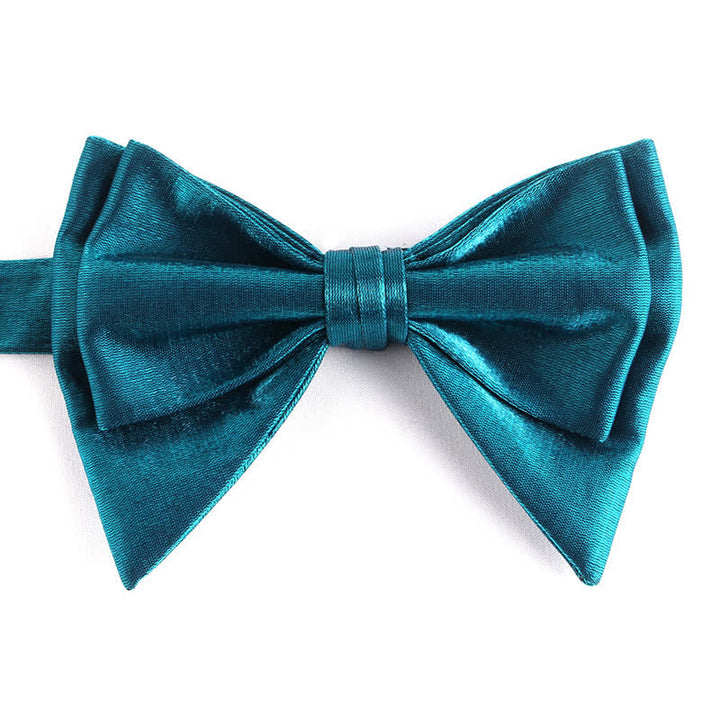 Men's Irregular Double Layer Oversized Pointed Bow Tie - Teal - image 6