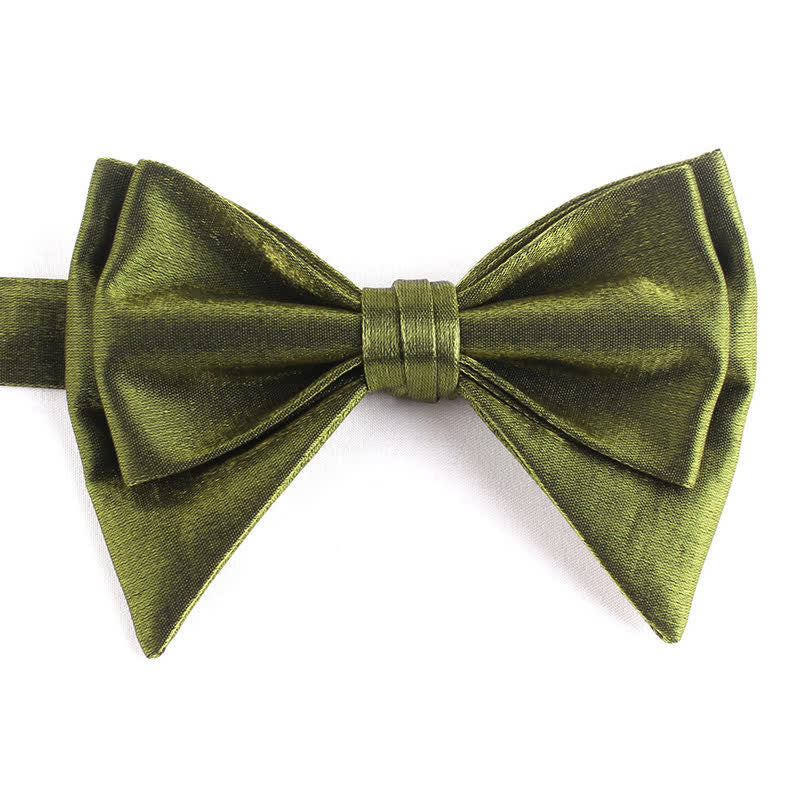 Men's Irregular Double Layer Oversized Pointed Bow Tie - Dark Green - image 2