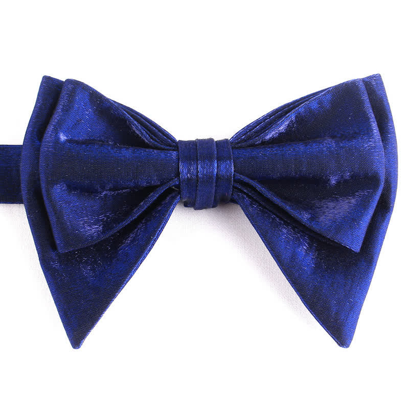 Men's Irregular Double Layer Oversized Pointed Bow Tie - Navy - image 17