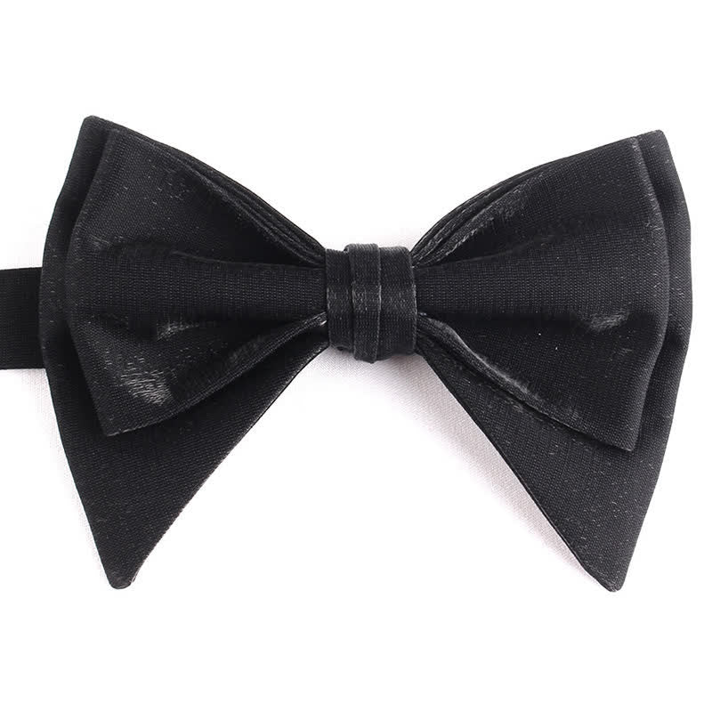 Men's Irregular Double Layer Oversized Pointed Bow Tie - Black - image 18