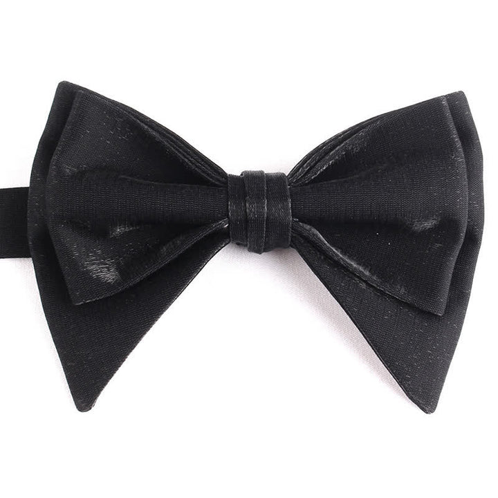 Men's Irregular Double Layer Oversized Pointed Bow Tie - Black - image 18