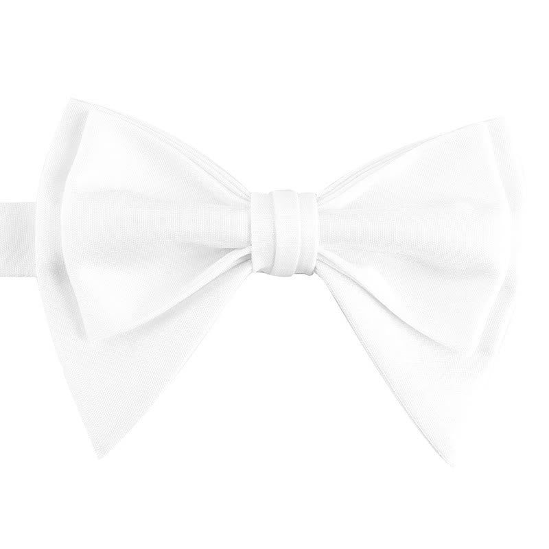 Men's Irregular Double Layer Oversized Pointed Bow Tie - White - image 16