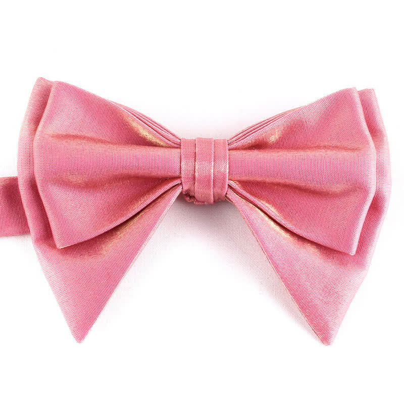 Men's Irregular Double Layer Oversized Pointed Bow Tie - Pink - image 11