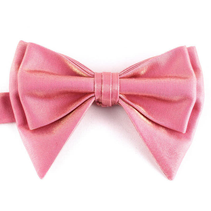 Men's Irregular Double Layer Oversized Pointed Bow Tie - Pink - image 11