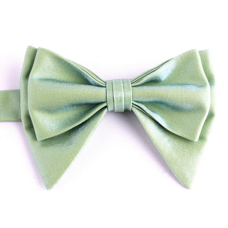 Men's Irregular Double Layer Oversized Pointed Bow Tie - Light Green - image 13