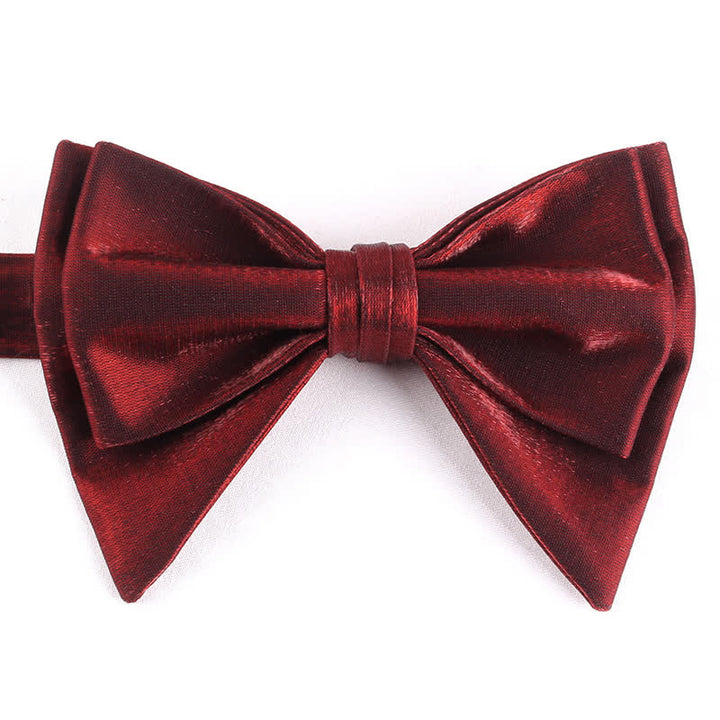Men's Irregular Double Layer Oversized Pointed Bow Tie - Burgundy - image 12