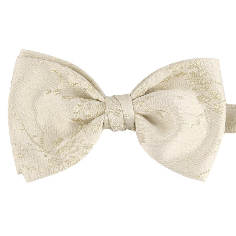 Men's Special Meticulous Floral Wedding Bow Tie - Style #1 - Beige - image 18
