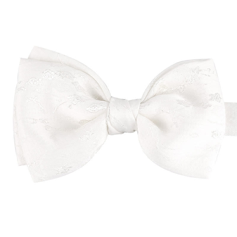 Men's Special Meticulous Floral Wedding Bow Tie - Style #1 - White - image 16