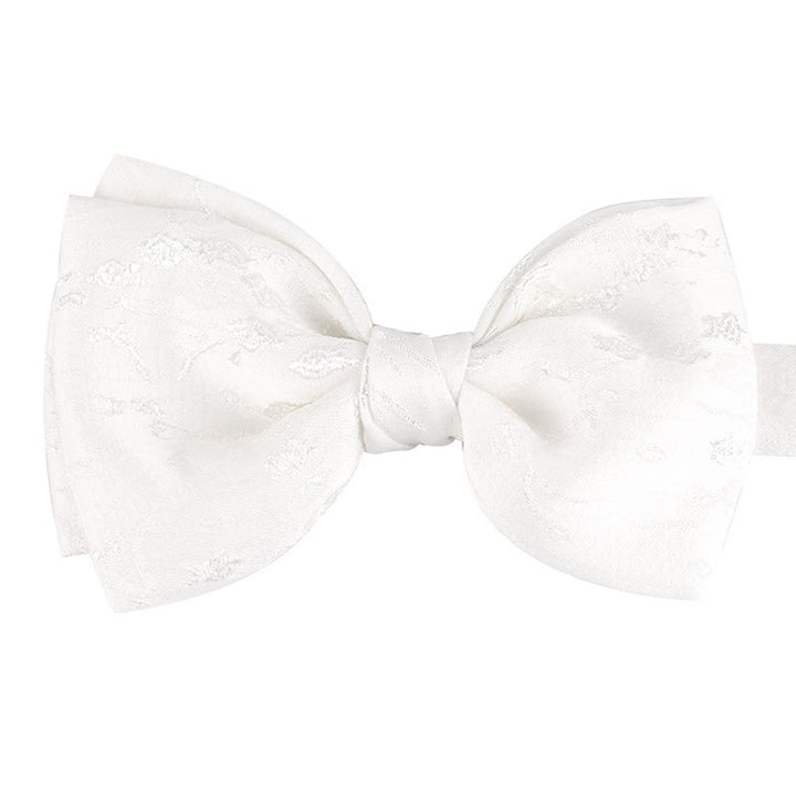 Men's Special Meticulous Floral Wedding Bow Tie - Style #1 - White - image 16