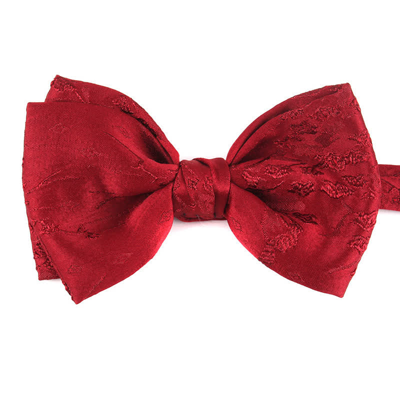 Men's Special Meticulous Floral Wedding Bow Tie - Style #1 - DarkRed - image 2