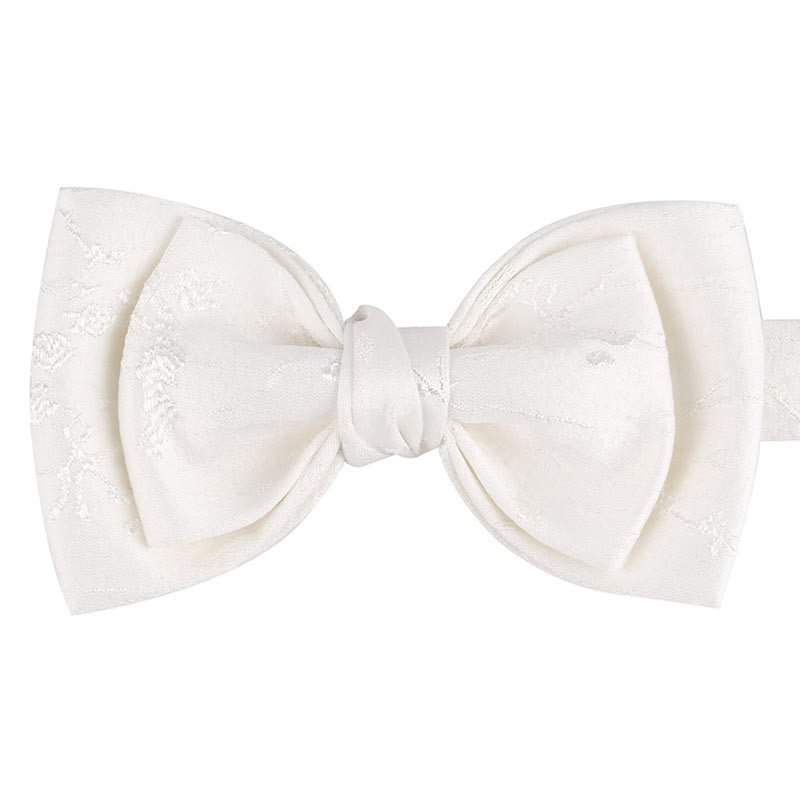 Men's Special Meticulous Floral Wedding Bow Tie - Style #2 - White - image 17