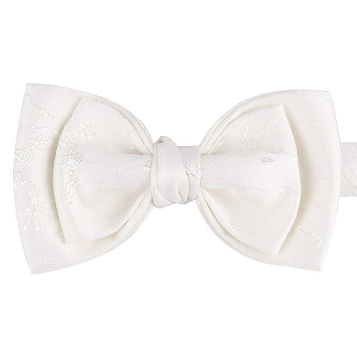 Men's Special Meticulous Floral Wedding Bow Tie - Style #2 - White - image 17