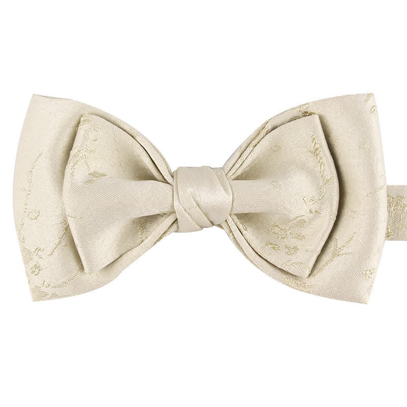 Men's Special Meticulous Floral Wedding Bow Tie - Style #2 - Beige - image 19