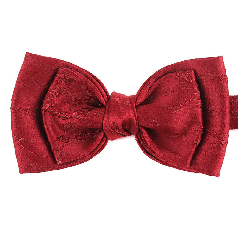 Men's Special Meticulous Floral Wedding Bow Tie - Style #2 - DarkRed - image 5