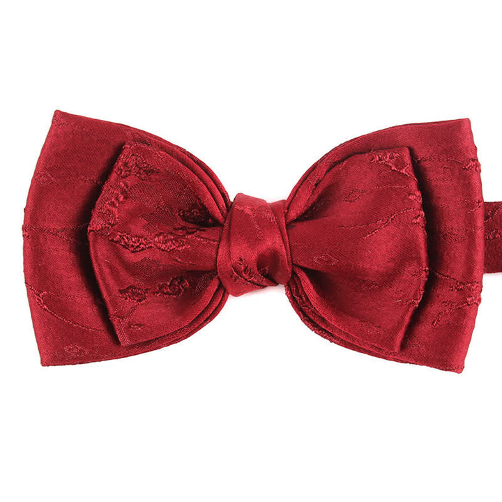 Men's Special Meticulous Floral Wedding Bow Tie - Style #2 - DarkRed - image 5