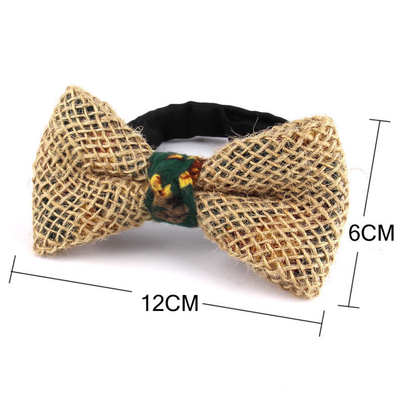 Men's Rustic Cotton Linen Patchwork Bow Tie - image 4
