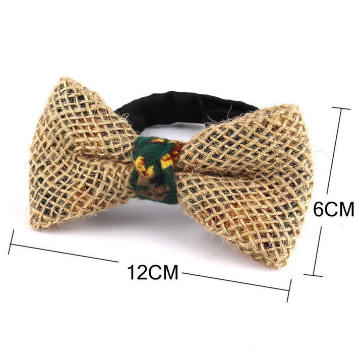 Men's Rustic Cotton Linen Patchwork Bow Tie - image 4