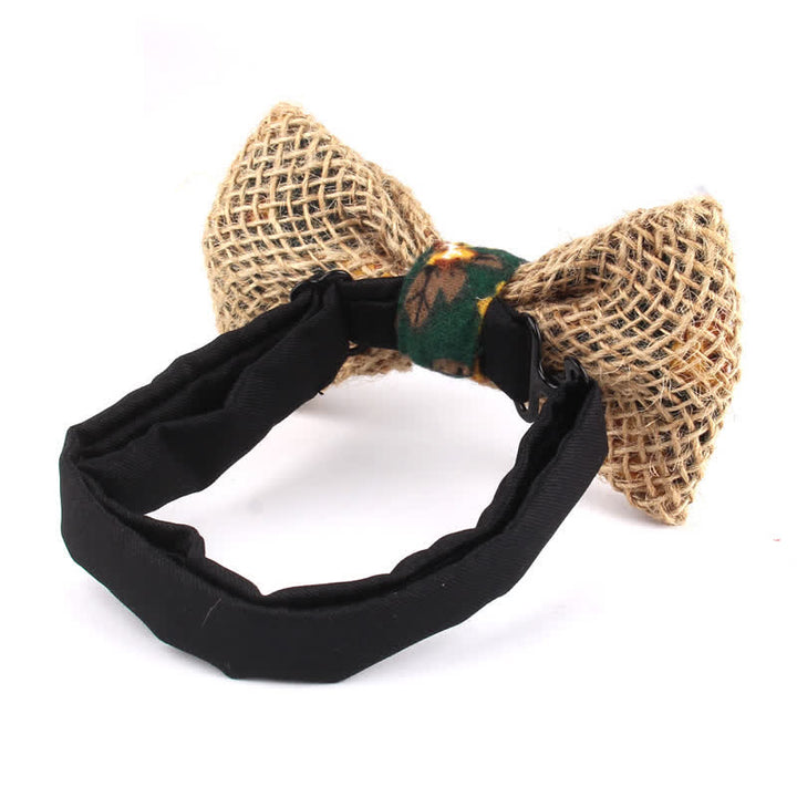 Men's Rustic Cotton Linen Patchwork Bow Tie - image 3
