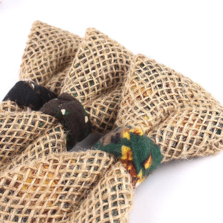 Men's Rustic Cotton Linen Patchwork Bow Tie - image 5