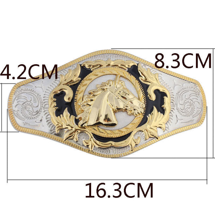 Men's DIY Western Golden Animal Buckle Leather Belt - image 4