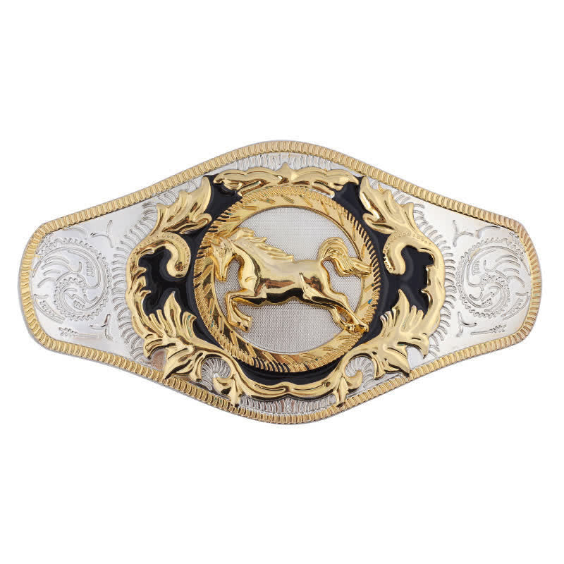 Men's DIY Western Golden Animal Buckle Leather Belt - Running Horse - Without Belt - image 12