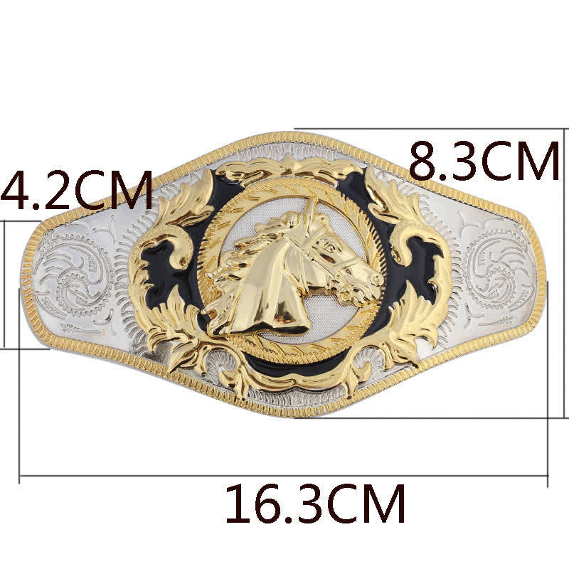 Men's DIY Western Golden Animal Buckle Leather Belt - image 3