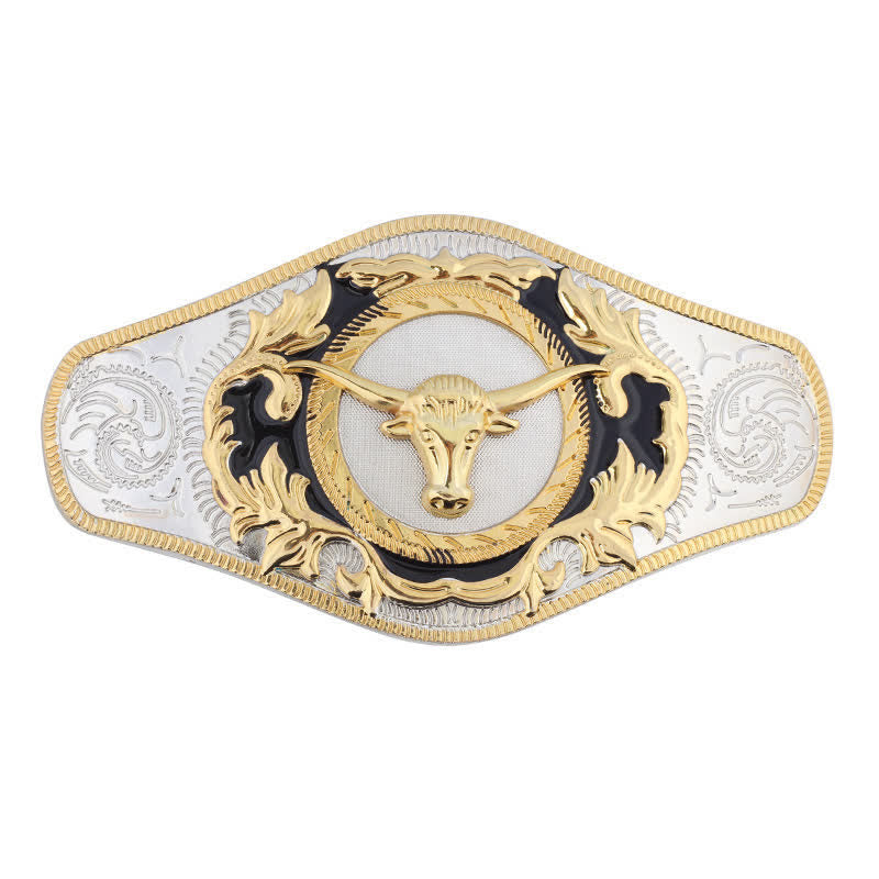 Men's DIY Western Golden Animal Buckle Leather Belt - Bull Head - Without Belt - image 20