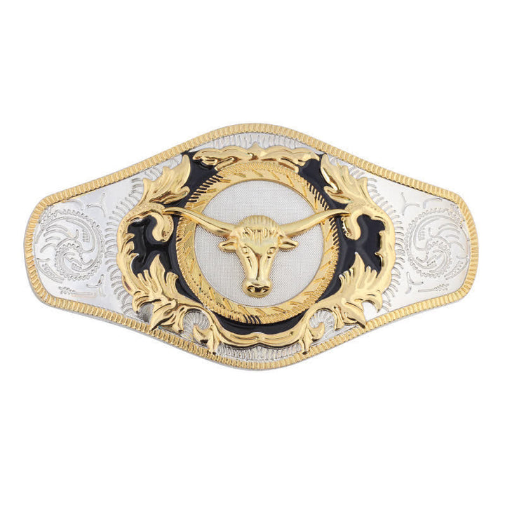Men's DIY Western Golden Animal Buckle Leather Belt - Bull Head - Without Belt - image 19