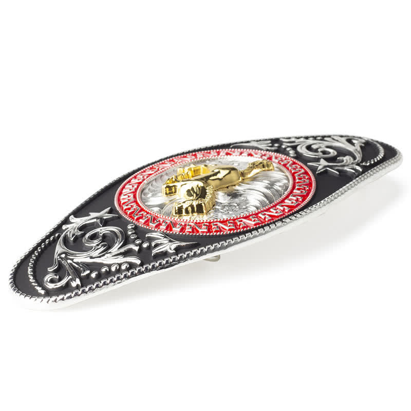 Men's DIY Western Black Gold Animal Buckle Leather Belt - image 3