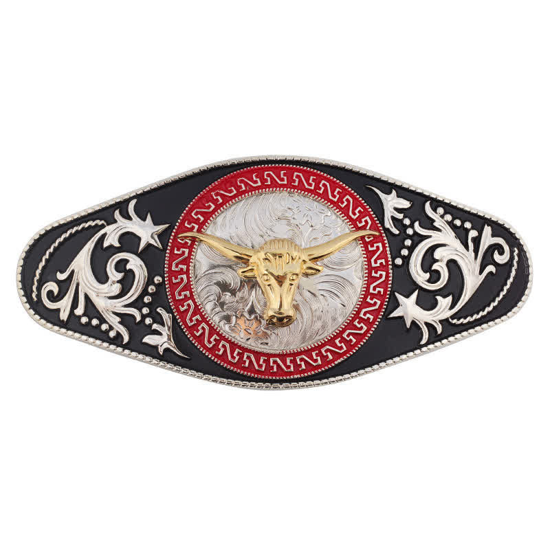 Men's DIY Western Black Gold Animal Buckle Leather Belt - Bull Head - Without Belt - image 22