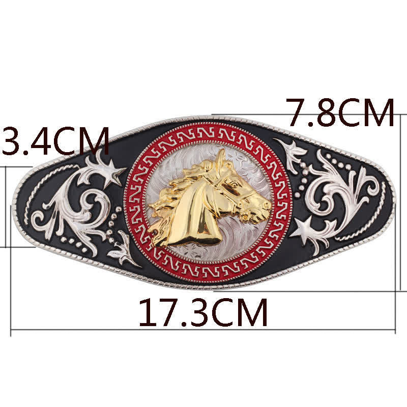 Men's DIY Western Black Gold Animal Buckle Leather Belt - image 14