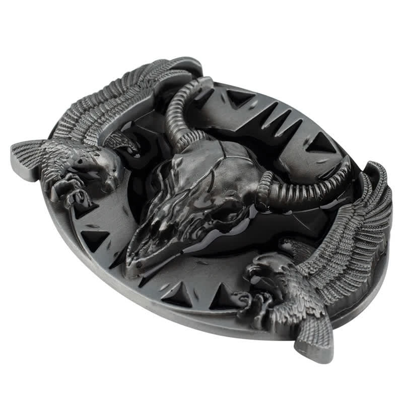 Men's DIY Vintage Bull & Dual Eagles Buckle Leather Belt - image 11