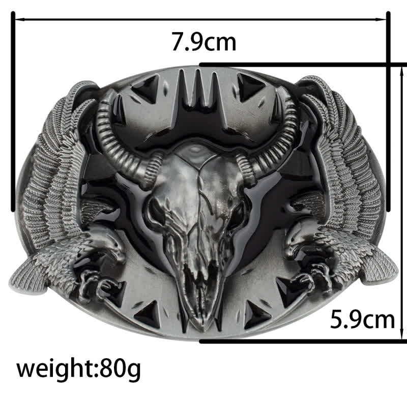Men's DIY Vintage Bull & Dual Eagles Buckle Leather Belt