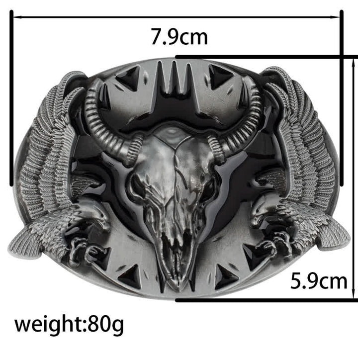 Men's DIY Vintage Bull & Dual Eagles Buckle Leather Belt - image 13