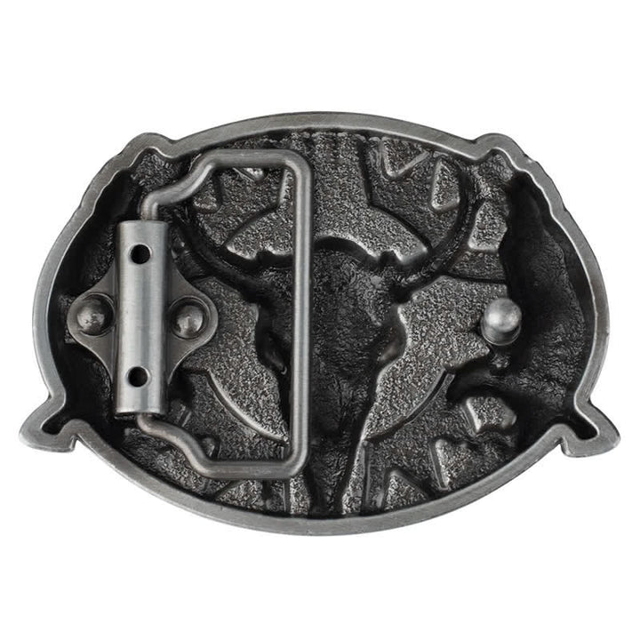 Men's DIY Vintage Bull & Dual Eagles Buckle Leather Belt - image 1