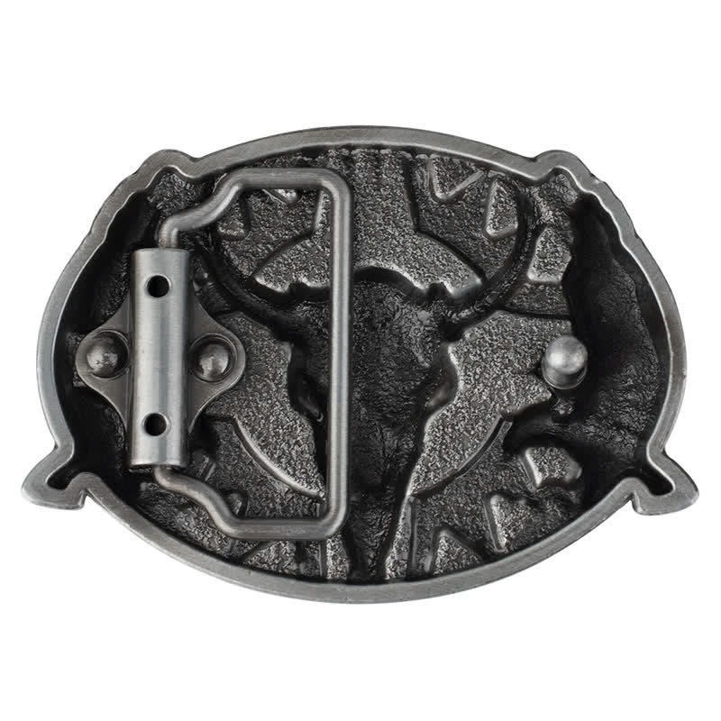 Men's DIY Vintage Bull & Dual Eagles Buckle Leather Belt - image 1