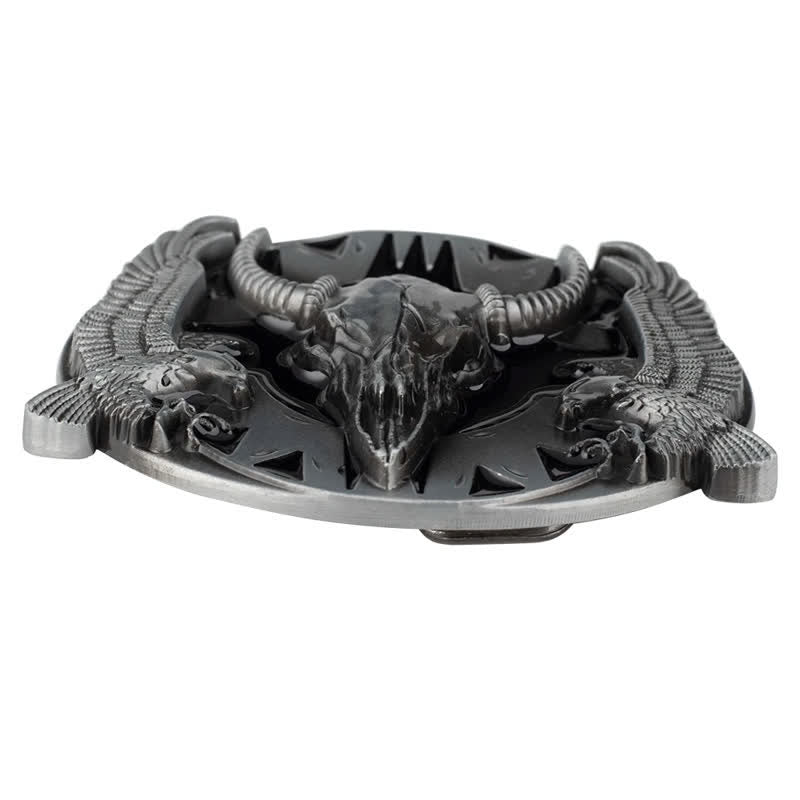 Men's DIY Vintage Bull & Dual Eagles Buckle Leather Belt - image 12