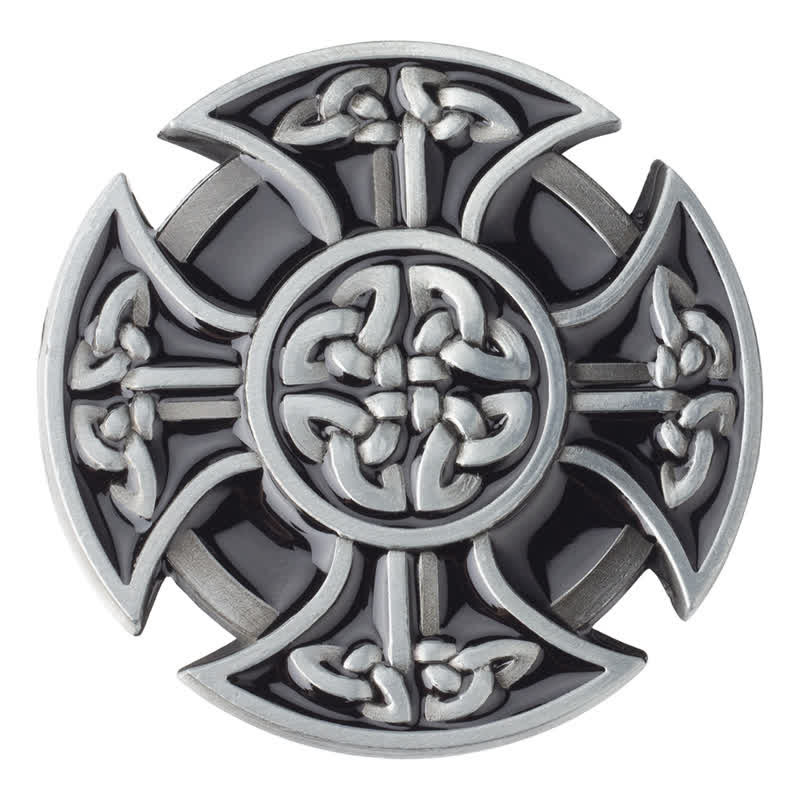Men's DIY Viking Celtic Cross Knot Buckle Leather Belt - image 2