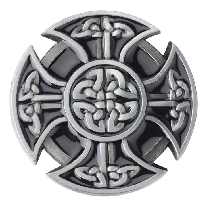 Men's DIY Viking Celtic Cross Knot Buckle Leather Belt - image 2