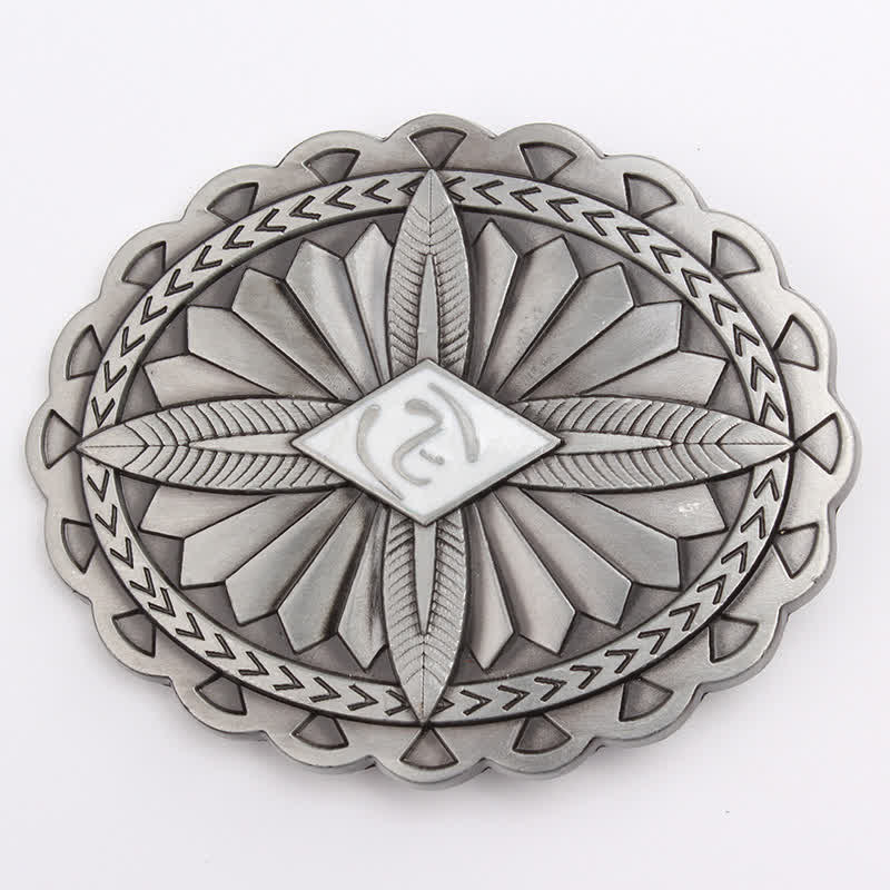 Men's DIY Indian Tribal Cross Totem Buckle Leather Belt - White - Without Belt - image 19