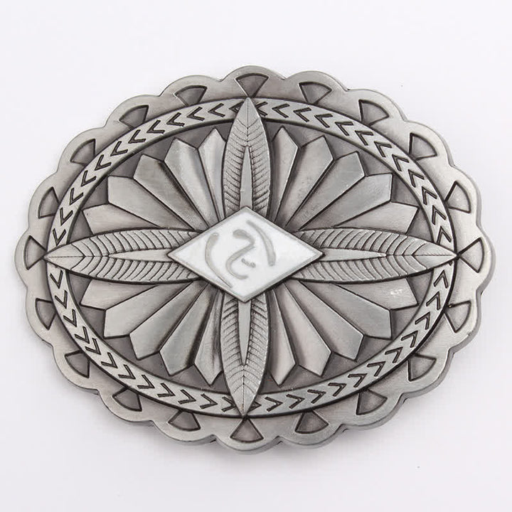 Men's DIY Indian Tribal Cross Totem Buckle Leather Belt - White - Without Belt - image 19
